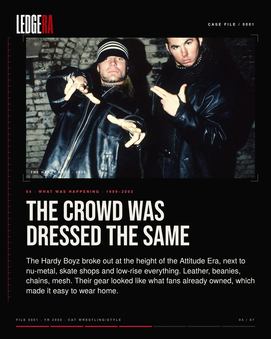 LEDGERA Case File 0001: How Jeff Hardy turned wrestling gear into Y2K fashion, frame 4 of 7