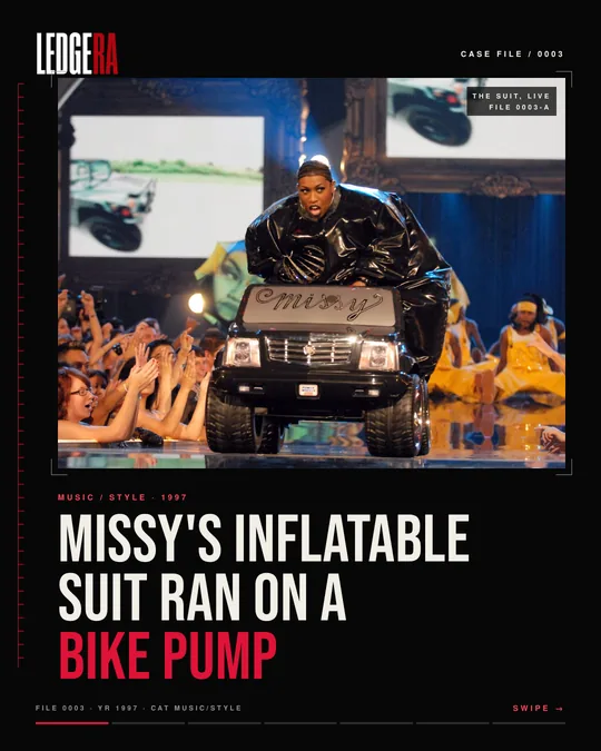 LEDGERA Case File 0003: Missy's inflatable suit ran on a bike pump